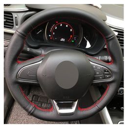 DIY Black Artificial leather Car Steering Wheel Cover for Renault Kadjar Koleos Megane Talisman Scenic Espace 2015-2018