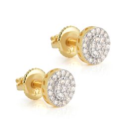 925 Sterling Silver Mens Hip Hop Stud Earrings Jewelry High Quality Fashion Round Gold Silver Simulated Diamond Earrings For Men