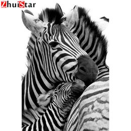 Full square 5D DIY diamond painting Black and white zebra embroidery cross stitch mosaic decoration rhinestones pictures WHH