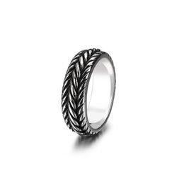 Cool Retro Stainless Steel Ring for Men Braid Design 7mm Width Punk Band Ring