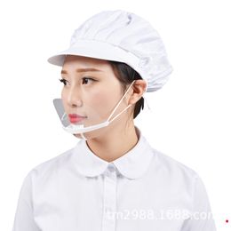 Mouth Spit Guard Service Mask Used in Restaurant Hotel Transparent Plastic Face Mask for Cook Waiter/Waitress Bar Anti-frost designer Mask