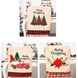 New Christmas decorations linen car Christmas tree flower car chair cover home chair Cushion cover Party Supplies T2I51356