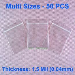 Multi Sizes 50 PCS 1.5 Mil Poly Zipper Bags Inch (1.5 to 9.4") x (2.5" to 13.8) Plastic Storage Packing Pouch (40 - 240mm) x (65 - 350mm)