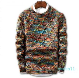 Hot sale- Sweater Men 2020 fashion Pullover Sweater Male O-Neck stripe Slim Fit Knitting Mens Sweaters Man Pullover Men