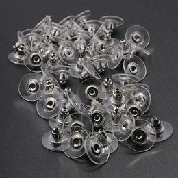 100pcs silicone earring backs rubber ear stoppers ecofriendly plastic ear backs round ear plug blocked caps earrings back