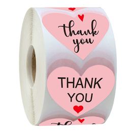 500pcs 1inch Thank You Heart Adhesive Stickers Labels Baking Bag Gift Box Wedding Party Envelope Decor