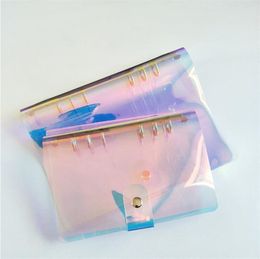 A6 Laser Notebook Binder PVC Clear 6-hole Ring Notepad Binders Looseleaf Student Office Supplies