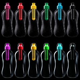 96pcs 550ml Plastic Bottle Activated Carbon Hydration Philtre Flask Self Filtering purity Water Bottle transparent Clear