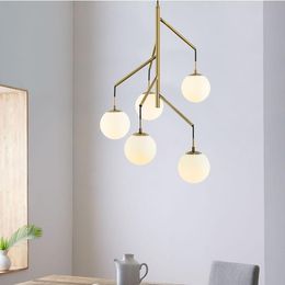 Nordic living room simple led chandelier lights modern creative personality magic bean pendant lights dining room glass molecular lamp