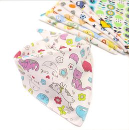 Baby Saliva Towel Cotton Triangle Scarf Double Snap Baby Bibs Bandanas 4 Layers Feeding Cloth 13 Cartoon Designs Optional BT5772