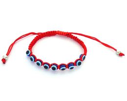 10pcs Handmade Ethnic Bule Turkish Eye Bracelet Red Rope String Braided Bracelet Women Men Adjustable Friendship Jewellery