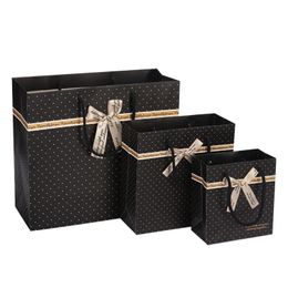 Custom Gift Bag Black Spot Hand Bag chocolate Clothing Cosmetics product Packaging paper bag with custom logo printing