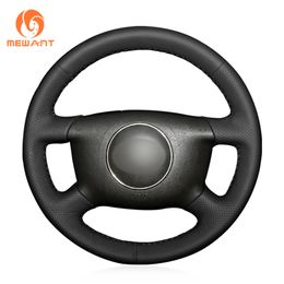 Black Artificial Leather Car Steering Wheel Cover for Audi A2 (8Z) A3 (8L) Sprotback A4 (B5 B6) Avant A6 (C5) A8 (D2) S4