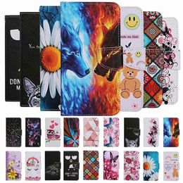 Flower Owl Butterfly Wolf Rose Bear Card Holder Flip Leather Wallet Case for iphone 12 11 pro max Samsung NOTE 20 Ultra