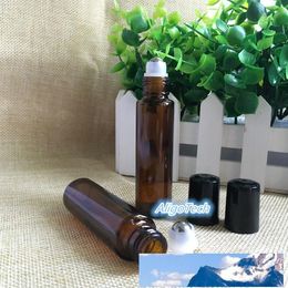 Wholesale 200Pcs Empty Brown 15ml Glass Roller Bottles with Stainless Steel Metal Roll On Balls for Essential oil Perfume On Promotion