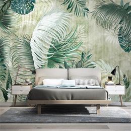 Milofi custom non-woven wallpaper Nordic tropical plant banana leaf modern minimalist TV background wall painting