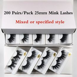 Wholesale 25mm Lashes 30/50/100/200 Pairs 25 mm False Eyelashes Thick Strip Mink Lashes Bulk Makeup Dramatic Long Mink Eyelashes CX200810