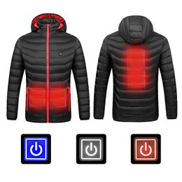 Heated Jacket Women Men 2020 Winter Outdoor USB Infrared Heating Hooded Jacket Thermal Clothing Coat For Hiking Heated