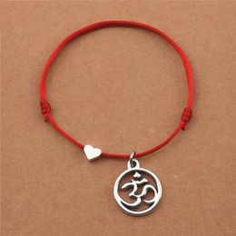20pcs/lot Lucky Red String Cords Love Heart Yoga OM Charm Bracelets for Women Lover Birthday Party Jewelry Gifts