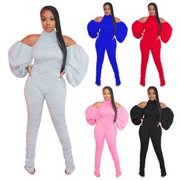 Plus size 2X fall winter Women long sleeve Jumpsuits casual backless Rompers sexy skinny solid color bodysuits black stack leggings 3719