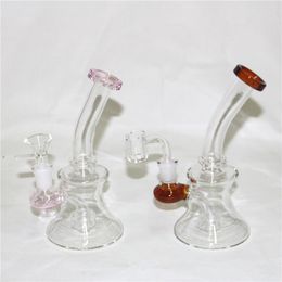 hookahs Mini glass bong pipe small recycler dab rig beaker bongs smoking pipes with 14mm quartz banger