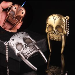 Creative Butane Torch Lighter Funny Toy Skull Gas LIghter Key Chain Metal Portable Inflatable Free Fire Key Lighter NO GAS