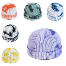 New Knitted Beanie Women 2020 Winter Hats Tie Dye Hat Outdoor Street Hip Hop Cap Short Hat Knitted Skullcap DA985