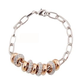 Hot sale Two Tone in 18K Gold and Platinum Plated Bead bracelets Genuine Austrian Crystal Fashion Costume Gifts bracelets Jewellery for women