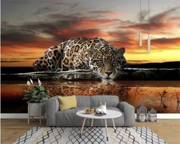 beibehang papier peint mural 3d Modern personality HD leopard reflection painting TV background wall wall papers home decor