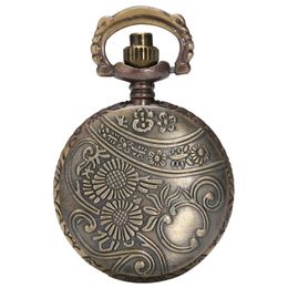 Vintage Antique Bronze Eagle Wings Pocket Watch Small Size Quartz Analog Watches Necklace Chain Gift for Men Women reloj de bolsil187U