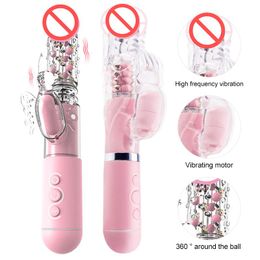 Strong Telescopic Rotation Rabbit Dildo Vibrator Sex Toys For Women Clitoris Stimulator G-spot Massager Female Masturbator J1703