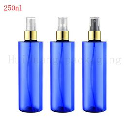 20pcs 250ml spray empty bottles for the perfumes,250cc PET blue bottle with gold collar sprayer pump ,Fine mist