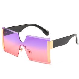 Fashion Women Sun Shade Rimless Oversized Sunglasses 8 Colours Cool Designer Square Goggles Wholesale