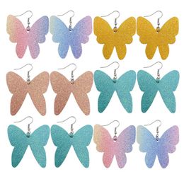 Best Selling lady Fashion Leather Earring For Women Wedding Luxury Jewelry Statement Shiny Butterfly Earrings Jewerly Gifts