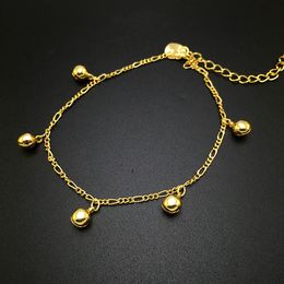 Trendig 24k guldpläterade ankletter för kvinnors fascinating rytm liten klockfot smycken barfota sandaler kedja