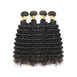 Unprocessed Peruvian Cuticle Aligned Virgin Remy Human Hair Bundles 4Pcs 400g Deep Wave 30Inch Human Hair Bundles Weave Cut From One Donor