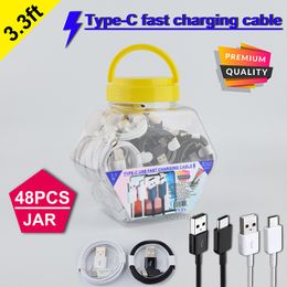 fast charging cable type-c usb wire with plastic jar 3A max support quick charge for S8 S10 S20 P40 all smart phone high quality 3.3ft cable