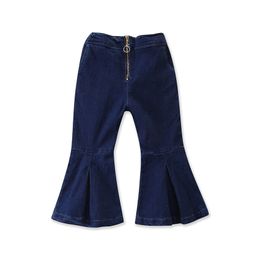 Baby Summer Clothing Infant Kids Girls Solid Colour Long Zipper Up Pleated Bell-Bottoms Design Wild Fashion Pants