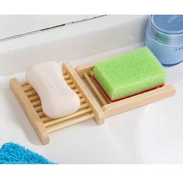 Soap holder Natural Wooden Soap Dish Wooden Soap Tray Holder Creative Storage Rack Plate Box Container Bath Shower Bathroom Supplies