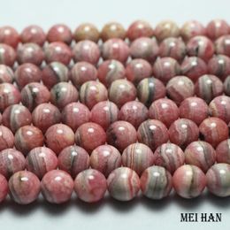 Meihan natürliche 9–9,3 mm Rhodochrosit (1 Strang), glatte runde lose Perlen für die Schmuckherstellung, Design CX200815