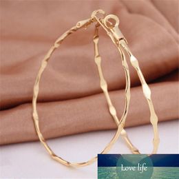 18K Yellow Gold Plated Big Hoop Earrings For Women Statement Classic Trendy Circle Earing Jewelry Bijoux Femme Gifts ER-947