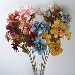 Fake Cosmos (3 heads/piece) 22.44" Length Simulation Marguerite for Wedding Home Decorative Artificial Flowers