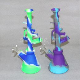 Silicone Water Pipe Mini Silicon Beaker Bongs unbreakable Hookahs Oil Rig bong with 14mm Glass Bowl free DHL