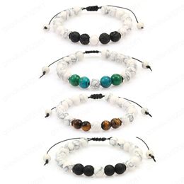 Fashion Lava Tiger Eye Stone Beads Bracelet Black Rope Adjustable Friendship Bracelets for Women Energy Stone Balance Jewellery