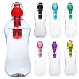 24pcs 550ml Plastic Bottle Activated Carbon Hydration Filter Flask Self Filtering purity Water Bottle transparent Clear