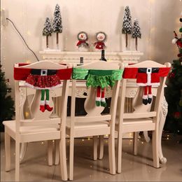 Christmas Chair Cover Santa Belt Chair Cover Meeting Hotel Seat Cover Girl Skirt Chair Covers Home Decor Wholesale 3 Designs BT293