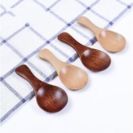 Wooden Spoons Mini Babies Spoon Simplicity Solid Color Delicate Tea Scoop Powdered Milk Compact Camping Convenient 1 99pt F2