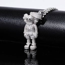 Iced Out Cartoon Puppets Pendant & Necklace Cubic Zirconia Necklace Fashion Hip Hop Jewellery Mens Gift Y200810