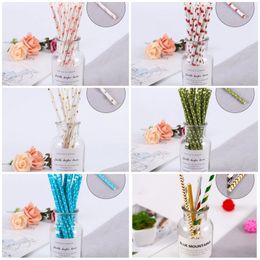 Degradable Straw Disposable Art Paper Suction Tubes Tubularis Creative Drinking Glasses Dots Stripe Kitchen Bar Accessories 0 06jl D2