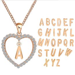 Diamond Peach Heart Letter Love Necklace Simple Fashion Love Pendant Necklace GD